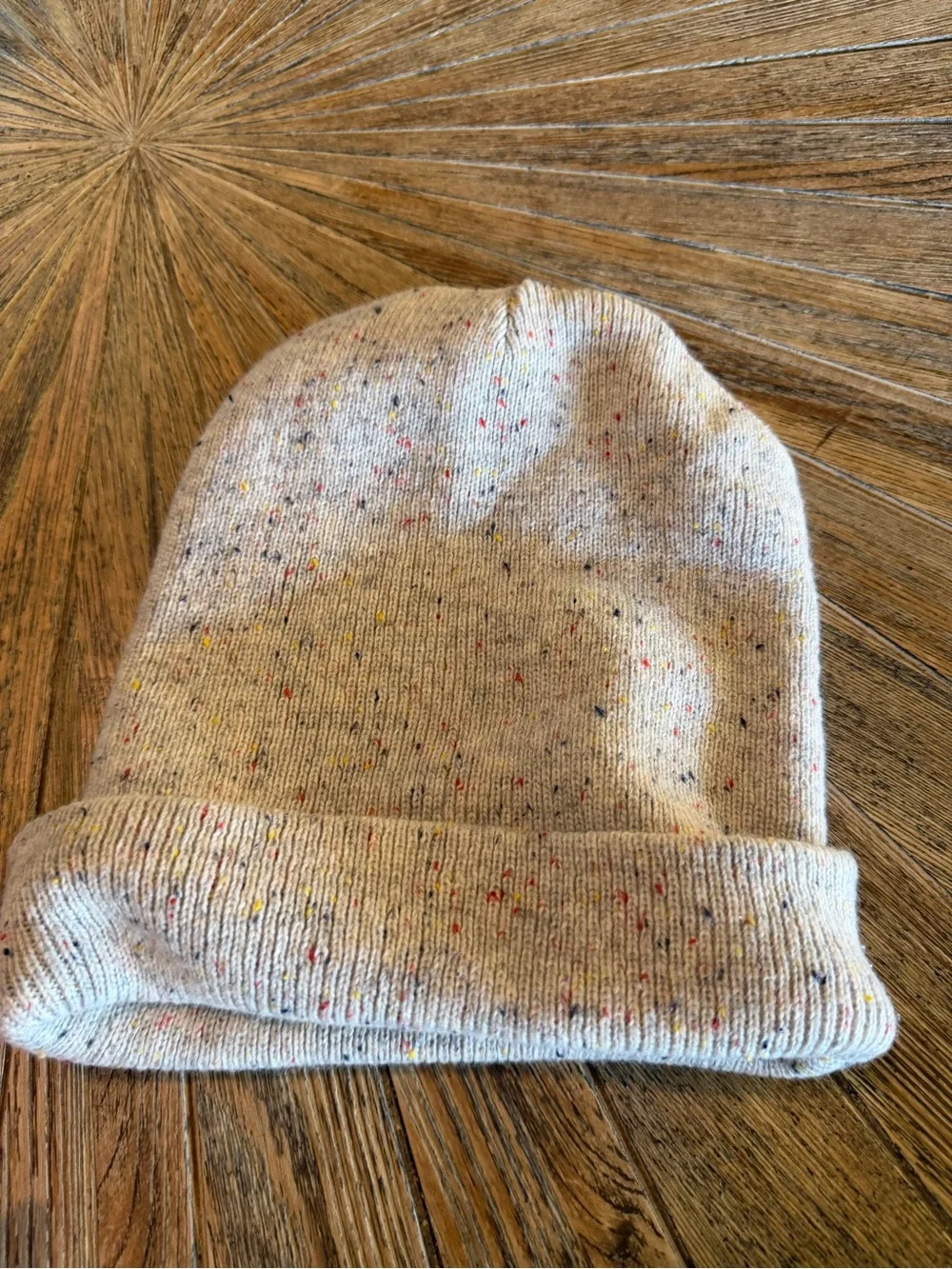 American Eagle Oatmeal Multicolor Speckled Knit Cuffed Beanie Hat One Size